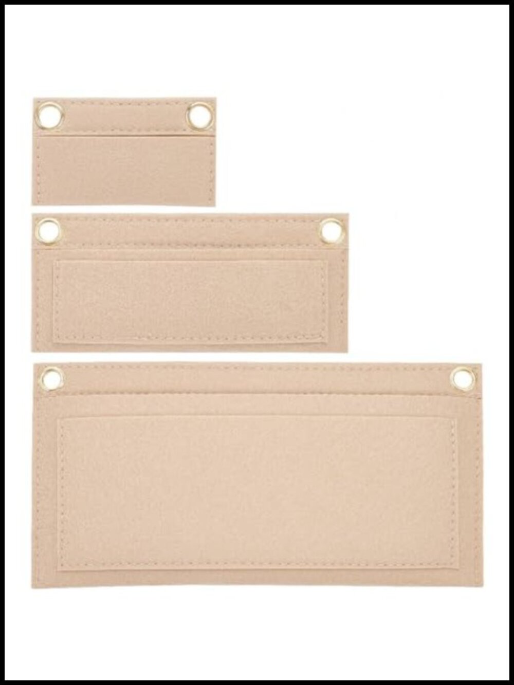 Felt Purse Organizer Insert Set of 3 with Eyelets for Handbag Clutch